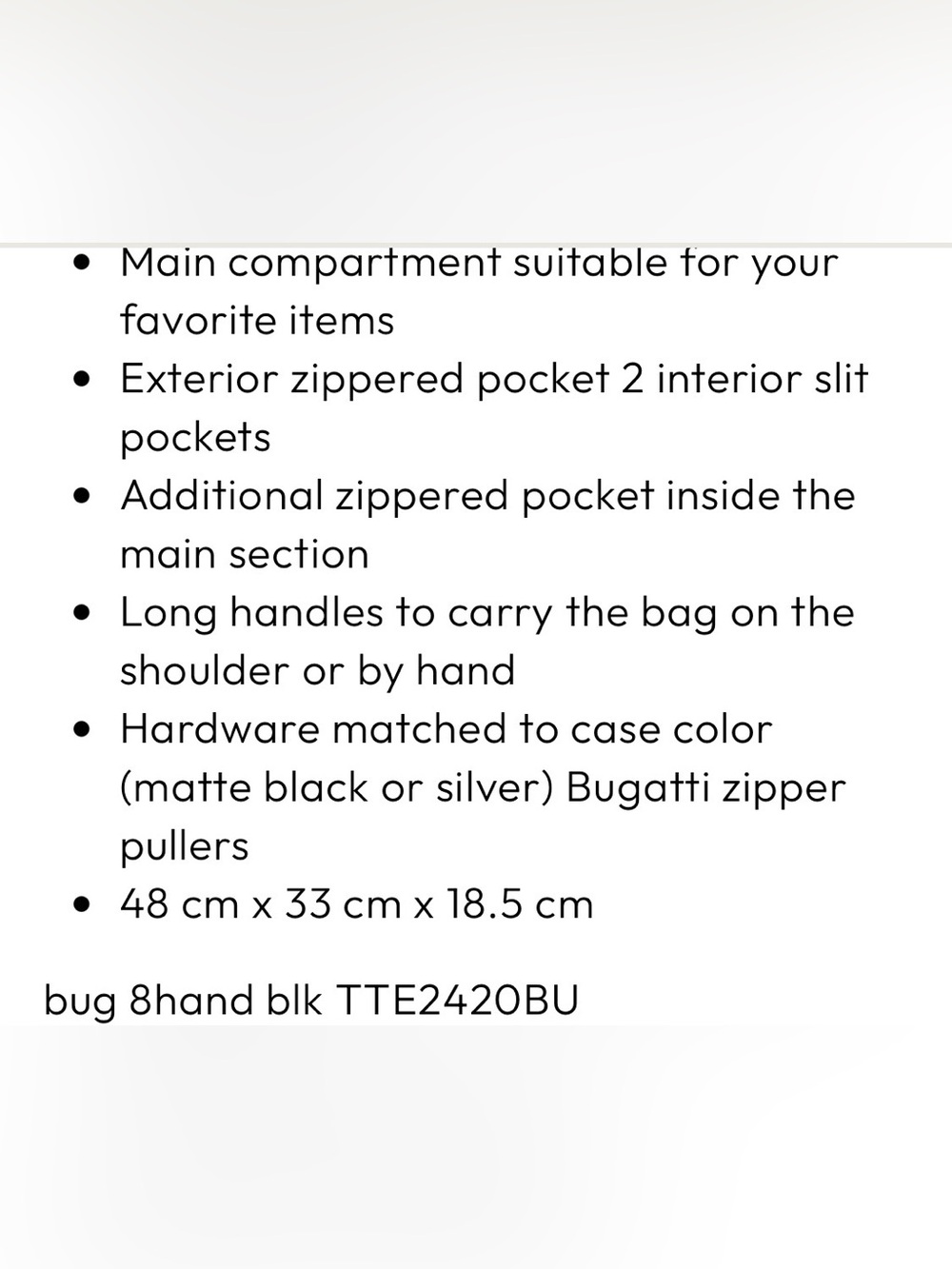 Bugatti Black vegan Tote Bag with zipper closure outside zipper🆓umbrella - Picture 14 of 15